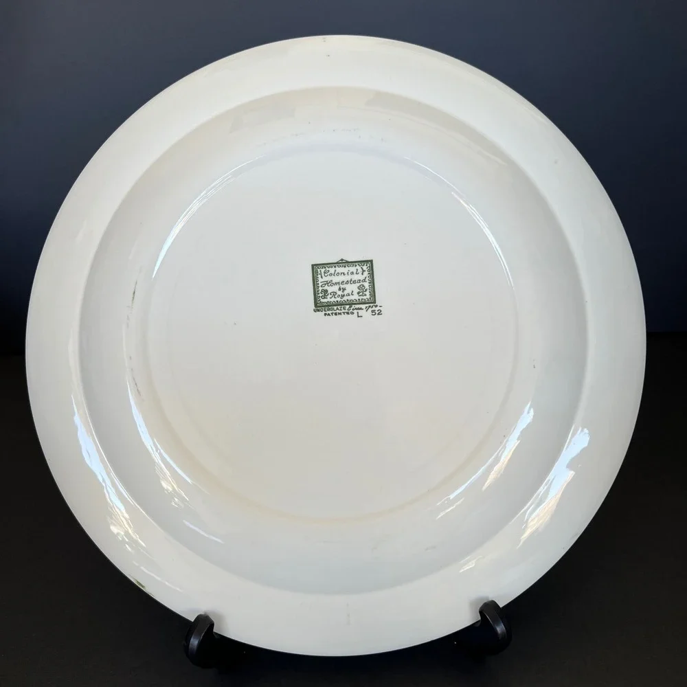 Royal China Colonial Homestead Green Chop Plates Lot of 2 Vintage 12